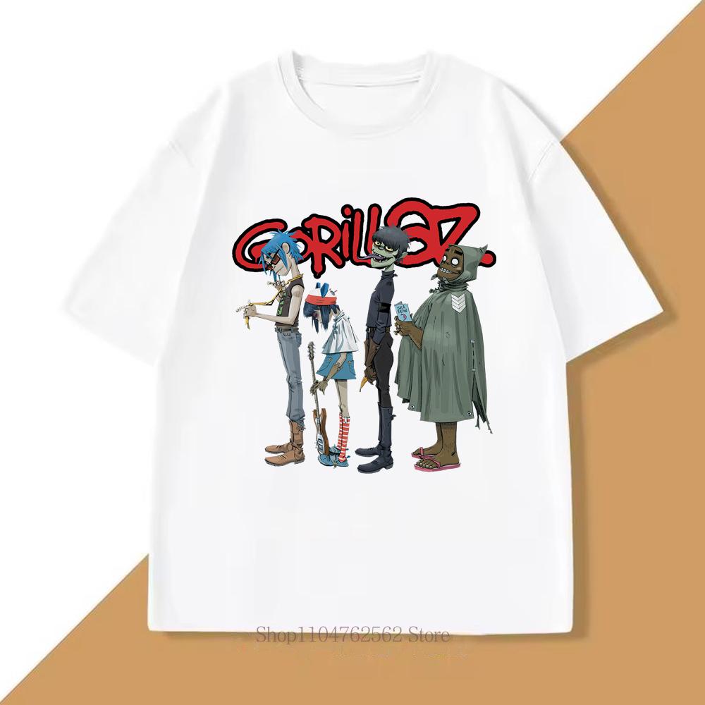 

Футболки с графическим принтом Gorillaz Унисекс Женские Летние Уличная мода Y2K Повседневная Мода Оверсайз С круглым вырезом С коротким рукавом Топы Футболки S