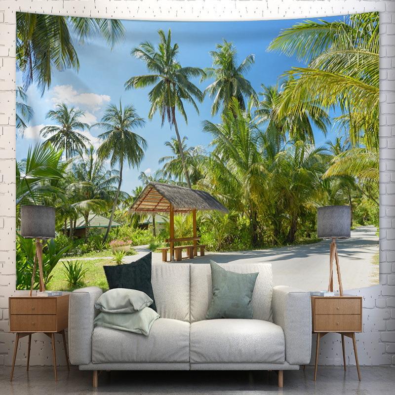 Scenic landscape background fabric digitalprinted polyester tapestries living rooms bedrooms macrame wall hanging room decor
