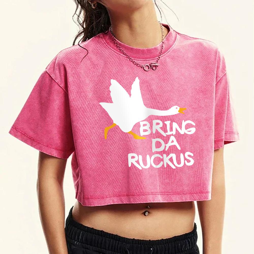 

Bring Da Ruckus Мультяшная женская укороченная футболка с принтом, выстиранная, из хлопка, для фитнеса, модная футболка с коротким рукавом L