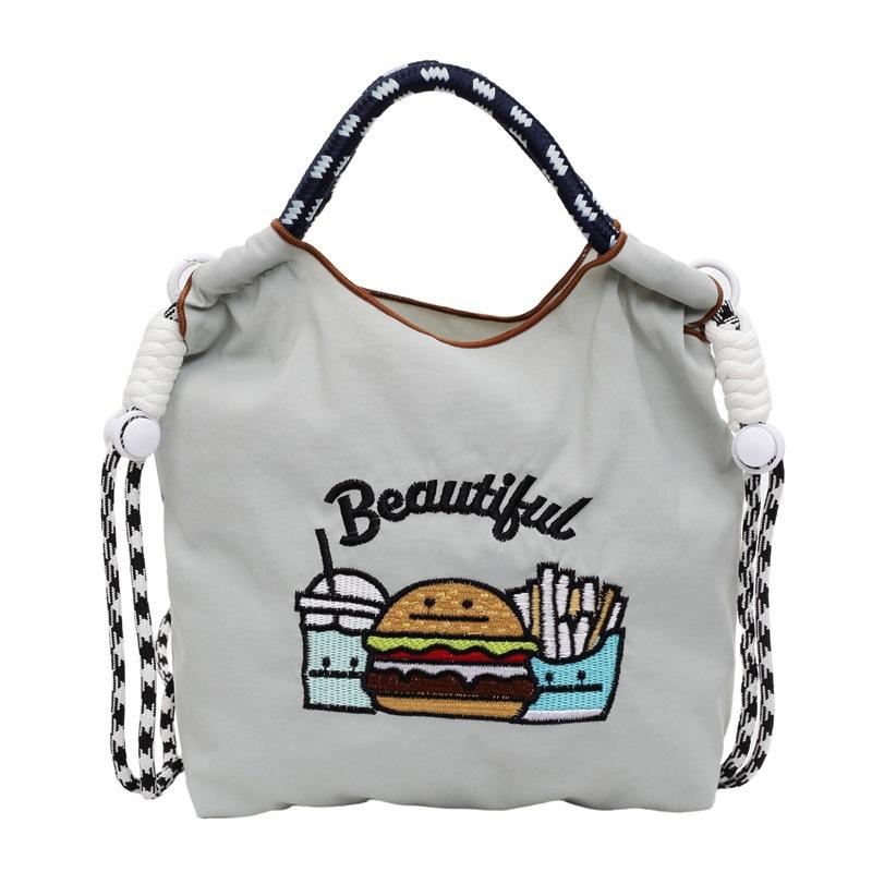 Fashion Sweet Nylon Embroidered Canvas Shoulder Bag Casual Commuter Student Small Square Bag Trend Versatile Crossbody Bag