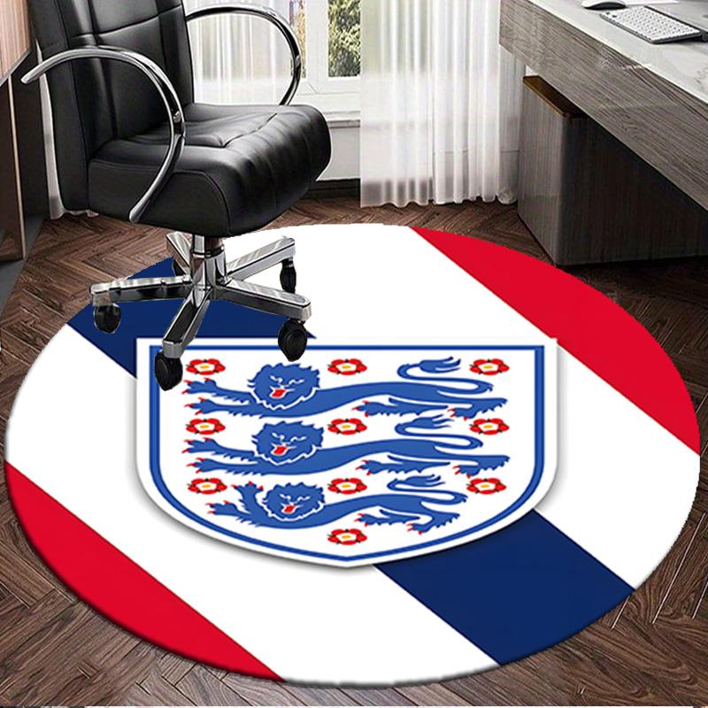 1PC EnglFootball Crest Round Rug for Livingroom,Bedroom, Palyroom, Chair Rug, Area rug, Circle Carpet, Large Size Fan Christmas gift