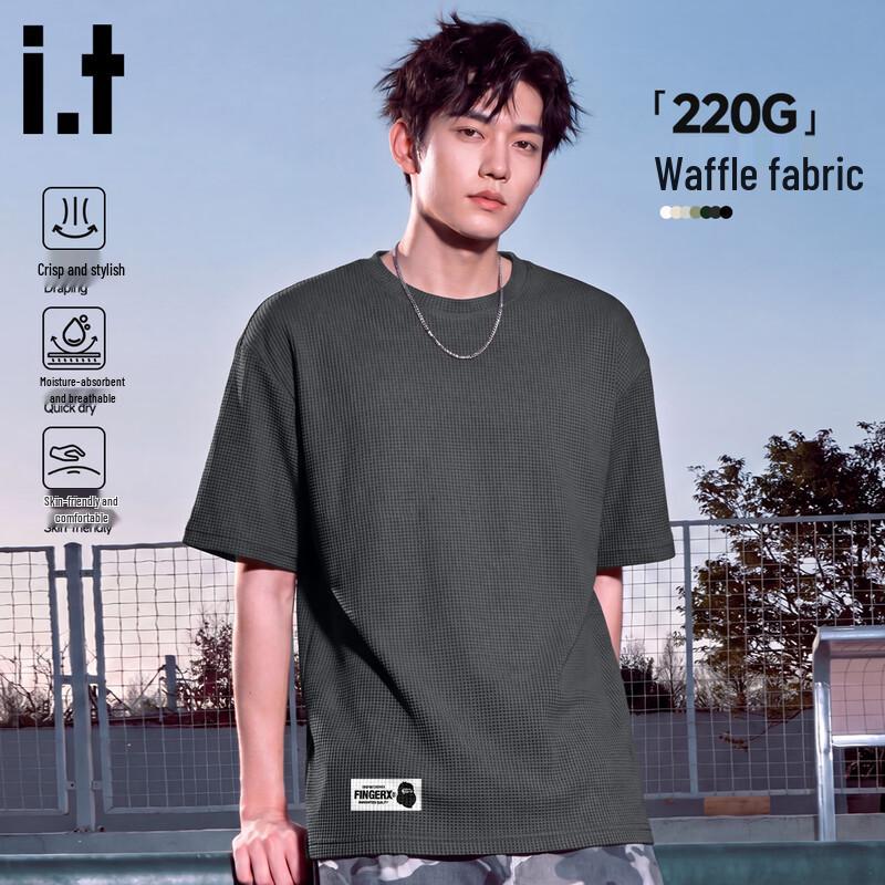 Fingercroxx IT Men s Waffle Knit Loose Fit Short Sleeve T-shirt L