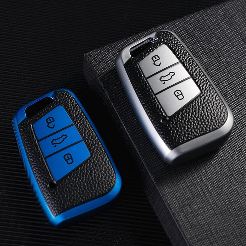 Auto Keyless Holder Shell Fob Keychain For Volkswagen VW Magotan Passat B8 For Skoda Superb A7 TPU Leather Car Remote Key Case Cover