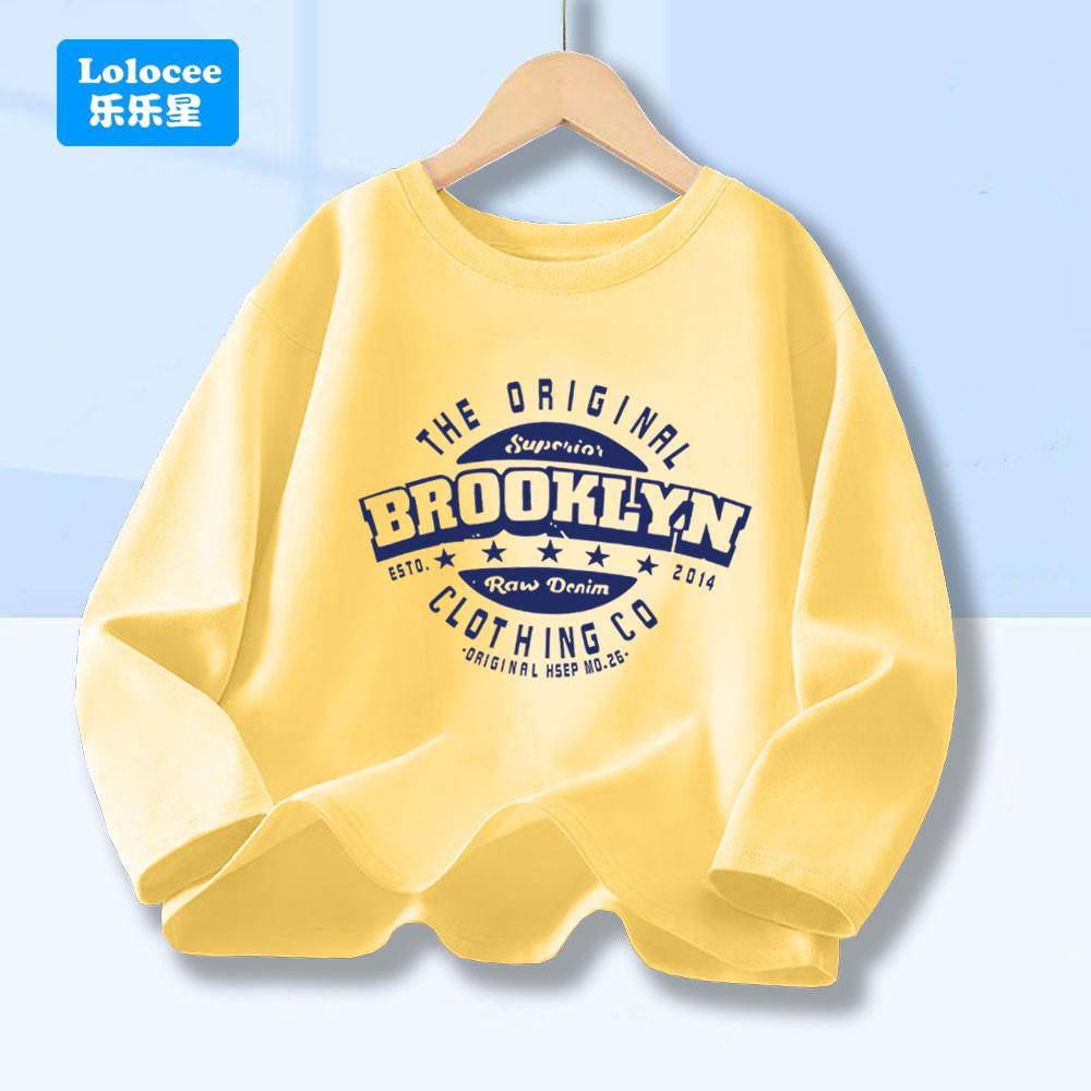 Boys' Brooklyn Letter Print T Shirt Kids Graphic Harajuku 2025 Streewear Clothes Teens Causal Long Sleeve Cotton Tops Tee ZMBL1