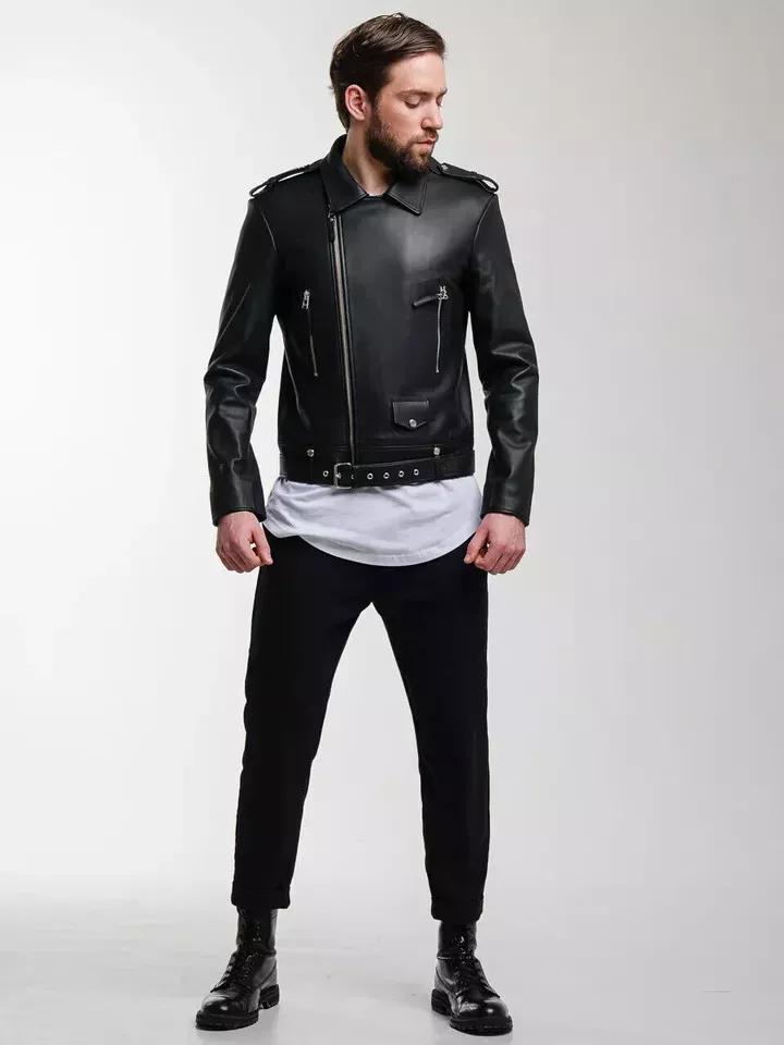 

Real Lambskin Original Leather Racer Biker Jacket Elegant NEW Men s Jacket 100% Genuine 3XL