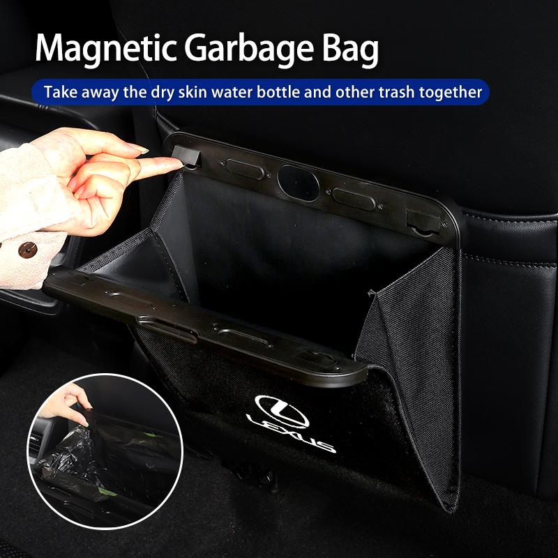 FIQK8 Car Seatback Trash Can Magnetic Waste Bag Garbage Pouch Accessories For Lexus UX250h RX450h CT200h RX400h NX300h RX350 RX300