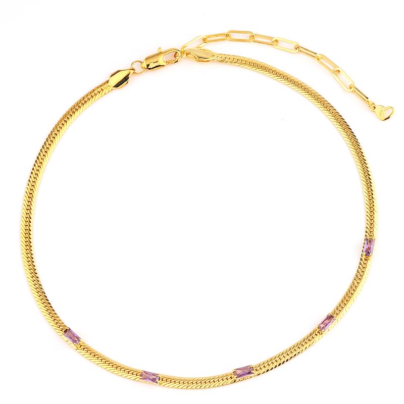 Mix Fashion Summer Colorful Rainbow Women Girl Jewelry 5A Cubic Zirconia Delicate Gold Filled Charm Tennis Chain Necklaces