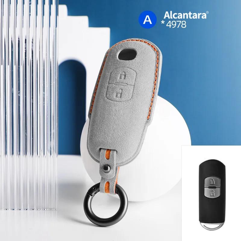 Interior Mouldings Alcantara Car Key Smart Remote Case Cover Shell For Mazda 2 3 6 Cx3 Cx5 Cx7 Cx9 Mx5 2 Buttons Keychain Access