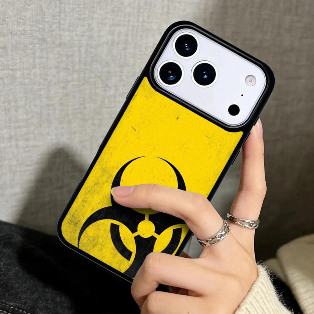 Capa Case for iPhone 17 Air 16 Pro Max 15 Plus 11 13 Mini 14 12 Back Phone Cover Nuclear Radiation Warning Sign