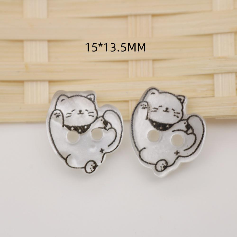 58 Styles of Cute Pink and Black & White Cat Cartoon Buttons for Children's Sweaters and Cardigans