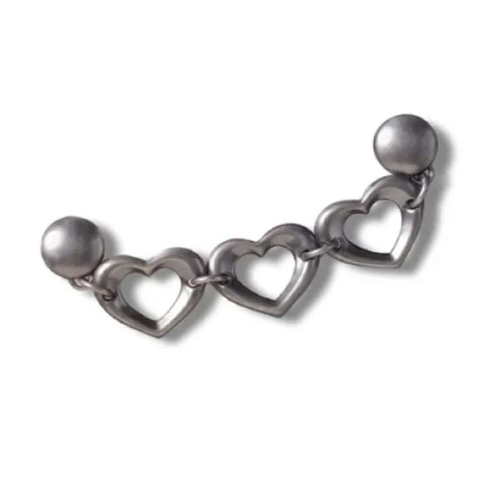 

Crocs Silver Triple Heart Chain Gibbits Pack 10013761 FREE