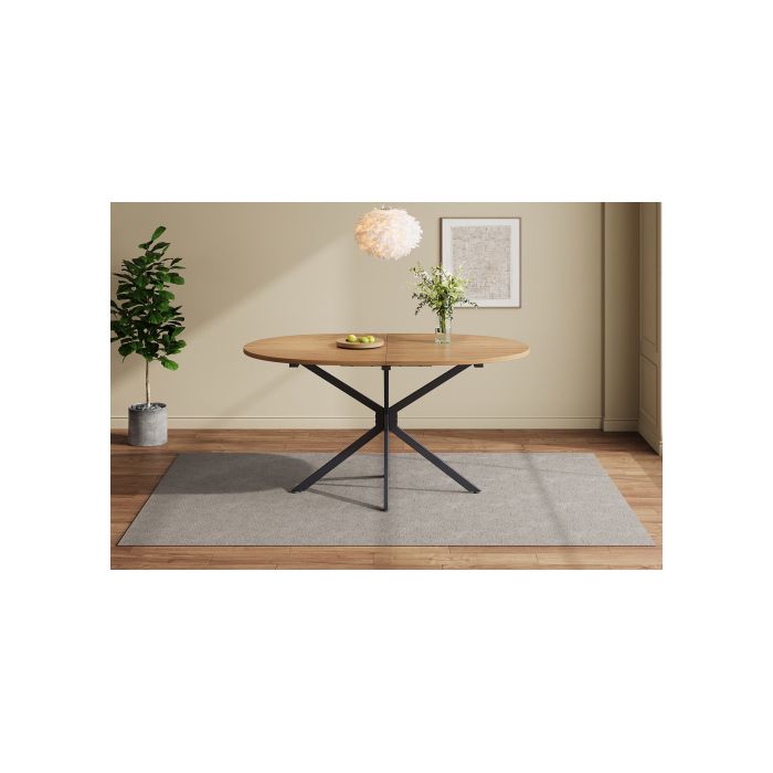 Table De Salle À Manger, L 120*L 80*H 75,5 Cm, Pieds En Métal, Table Ovale, Table Pour 4-6 Personnes