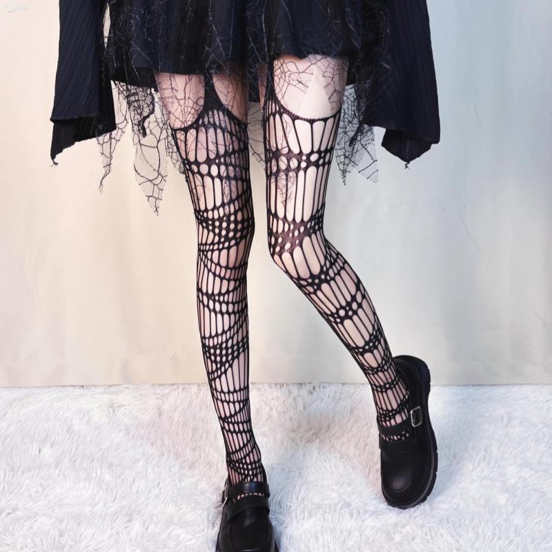Japanese Gothic Harajuku Y2K Fishnet Suspenders Pantyhose