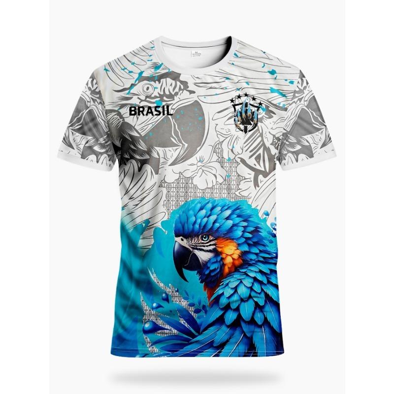 Brazil Men s National Football Team Jersey with breathable tropical parrot and Brazilian flag graphics. Quick-drying, moisture-w L