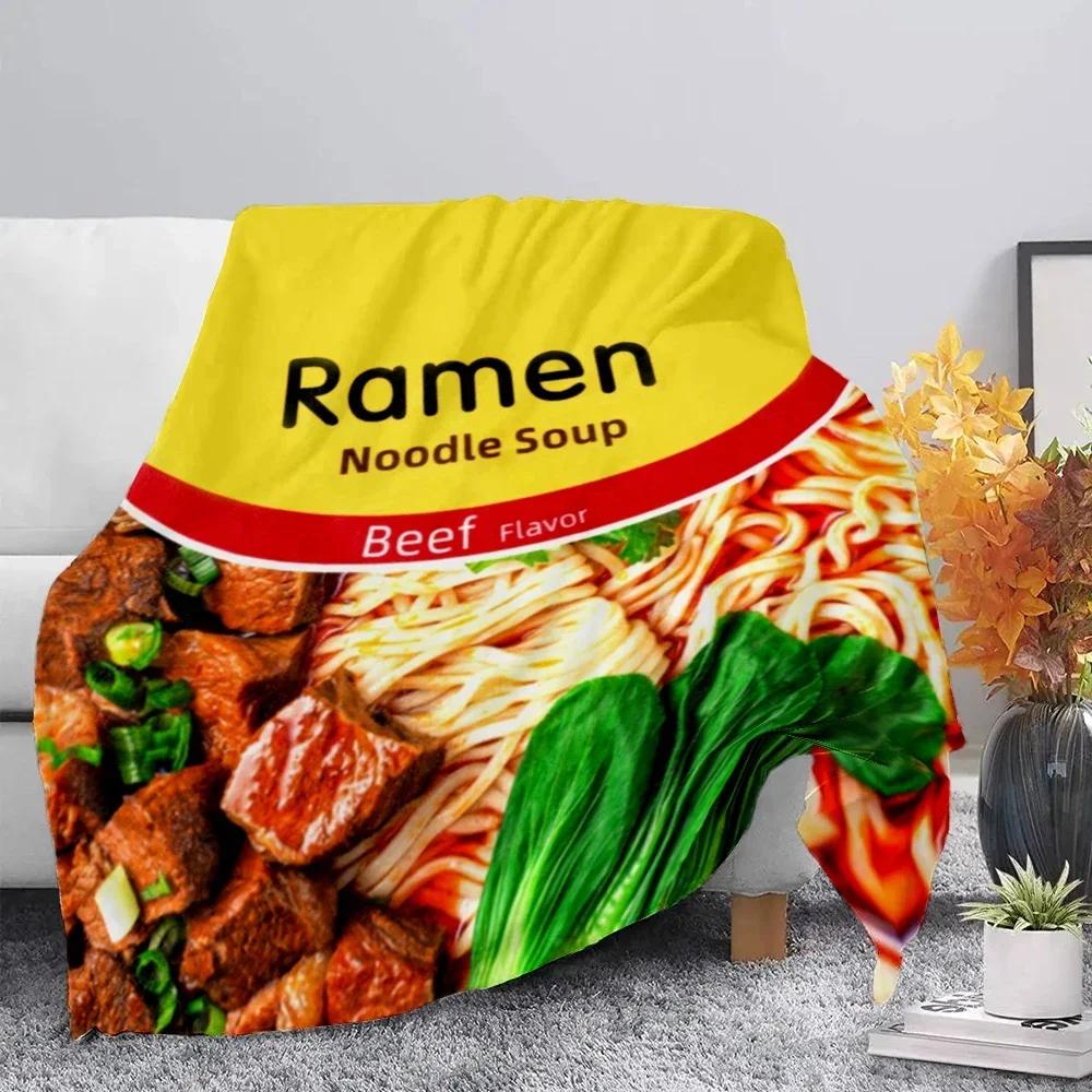 Beef Ramen Noodles Is Life Printed Throw Blanket Soft Cozy Picnic Blanket for Home Travel Birthday Gift