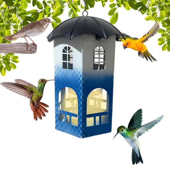 Metal Bird Feeder with Lights Squirrel Resistant Hummingbird Feeder Waterproof Hanging Feeding Station for Home Patio Garden Birds