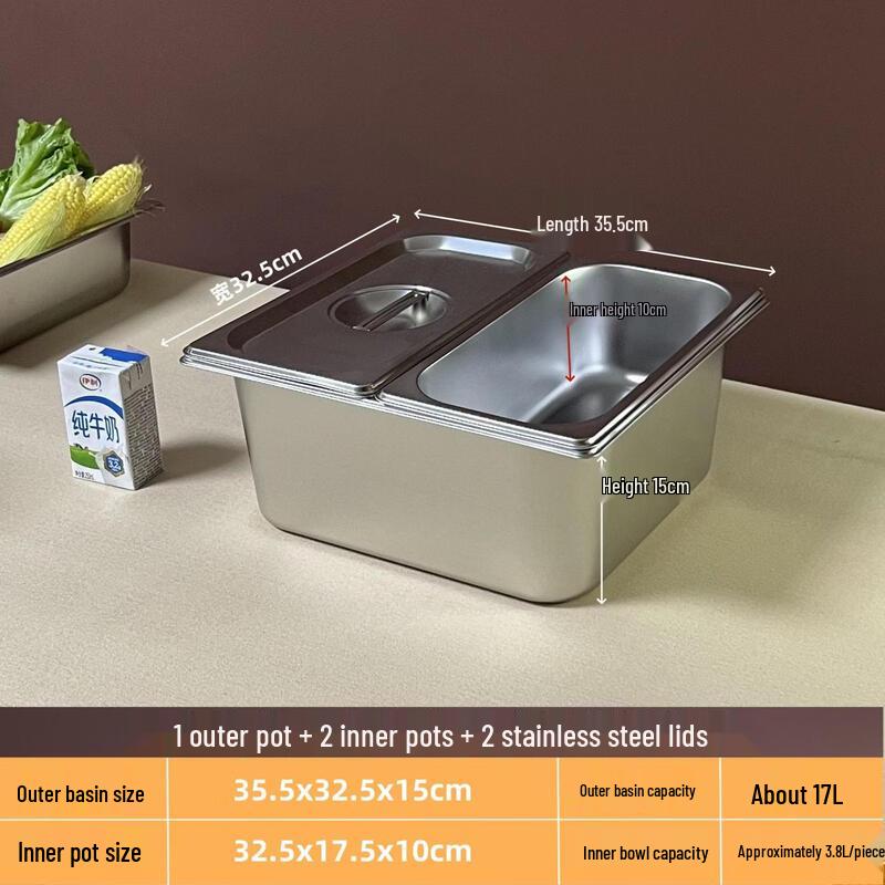 Zhebu Stainless Steel Partitioned Canteen Serving Tray with Lid