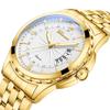 Watch Men Stainless Steel Calendar Gold 3ATM Water Resistant Luminous Analog Display Simple Fashion Quartz Watch Men Fashion Accessory - Birthday