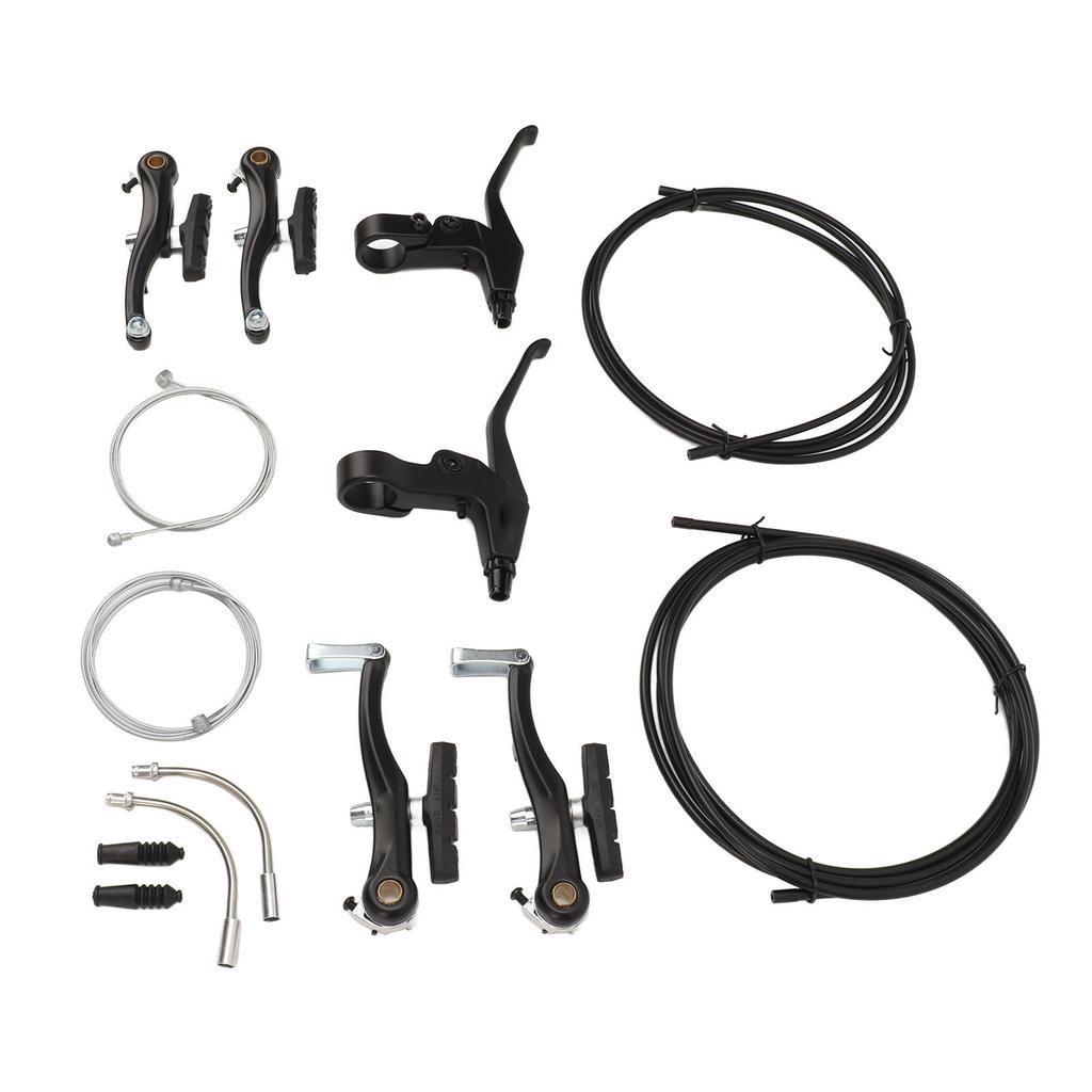 V Type Bike Brake Set with Brake Lever Brake Cable Complete Sensitive Braking Bike Front Rear Brake Kit for Replacement