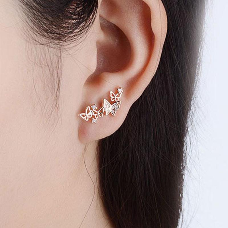 BELLA BOX New Trendy Delicate Bow Stud Earring For Women Cute Hollow Out Butterfly Beautiful Birthday Valentines Gift For Girl