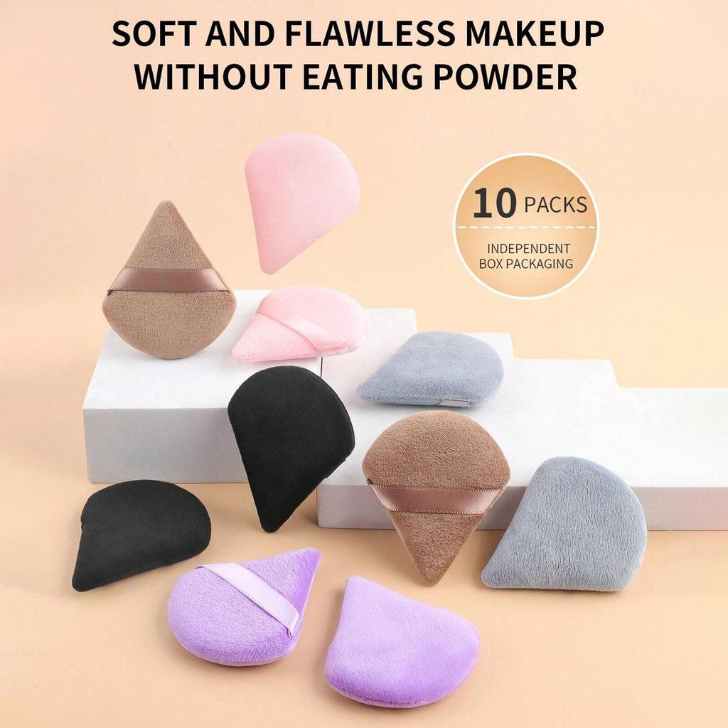 10PCS Triangle Powder Puff Soft Makeup Sponge For Face Eyes Contouring Shadow Cosmetic Washable Mini Velvet Foundation Puff