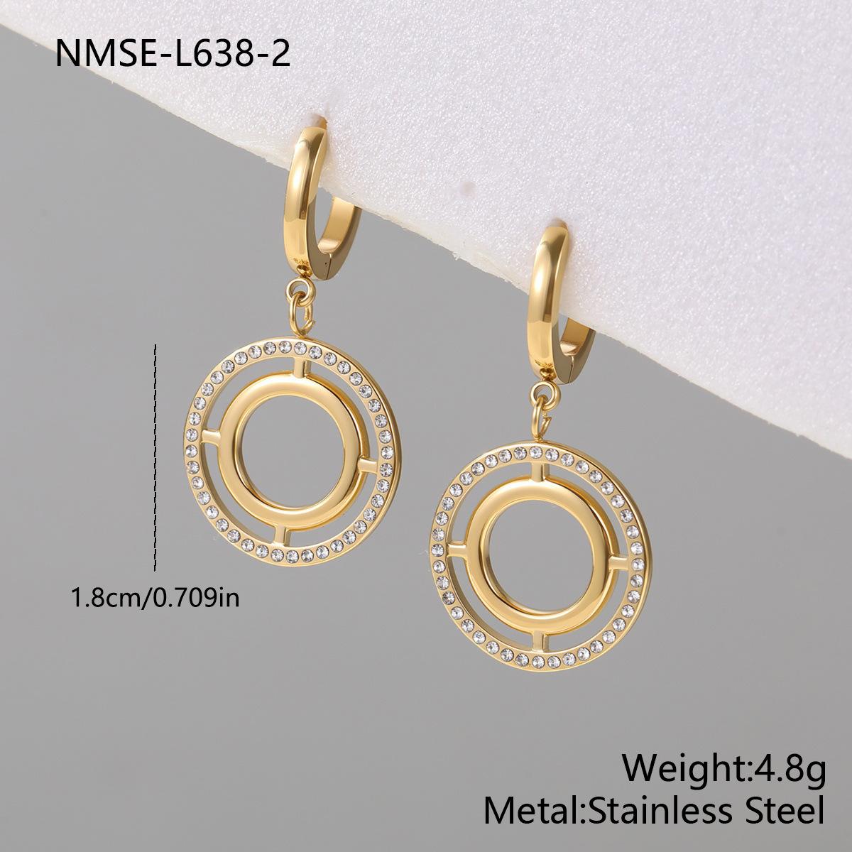GEMCHIC Women s French Luxury Style Hollow Out Heart and Circle Zircon Drop Earrings for Women Geometric Gold Plated Stainless Steel Fashion Jewelry