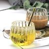 High Borosilicate Glass Juice Beverage Cup Drinking Cup Vertical Pattern With Handle Glass Single Layer Cup Household Milk Coffee Cup