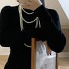 French Retro Style Pearl & Glass Bead Pendant Necklace for Women
