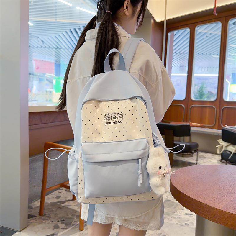 Large Capacity Backpack Color Contrast Student Schoolbag