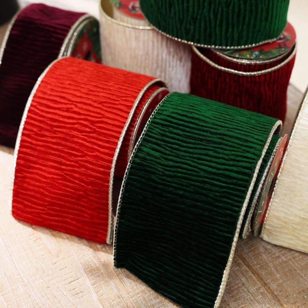 Velvet Christmas Ribbon 8.9cm Width Gift Webbing DIY Craft Bow Material Xmas Tree Wreath