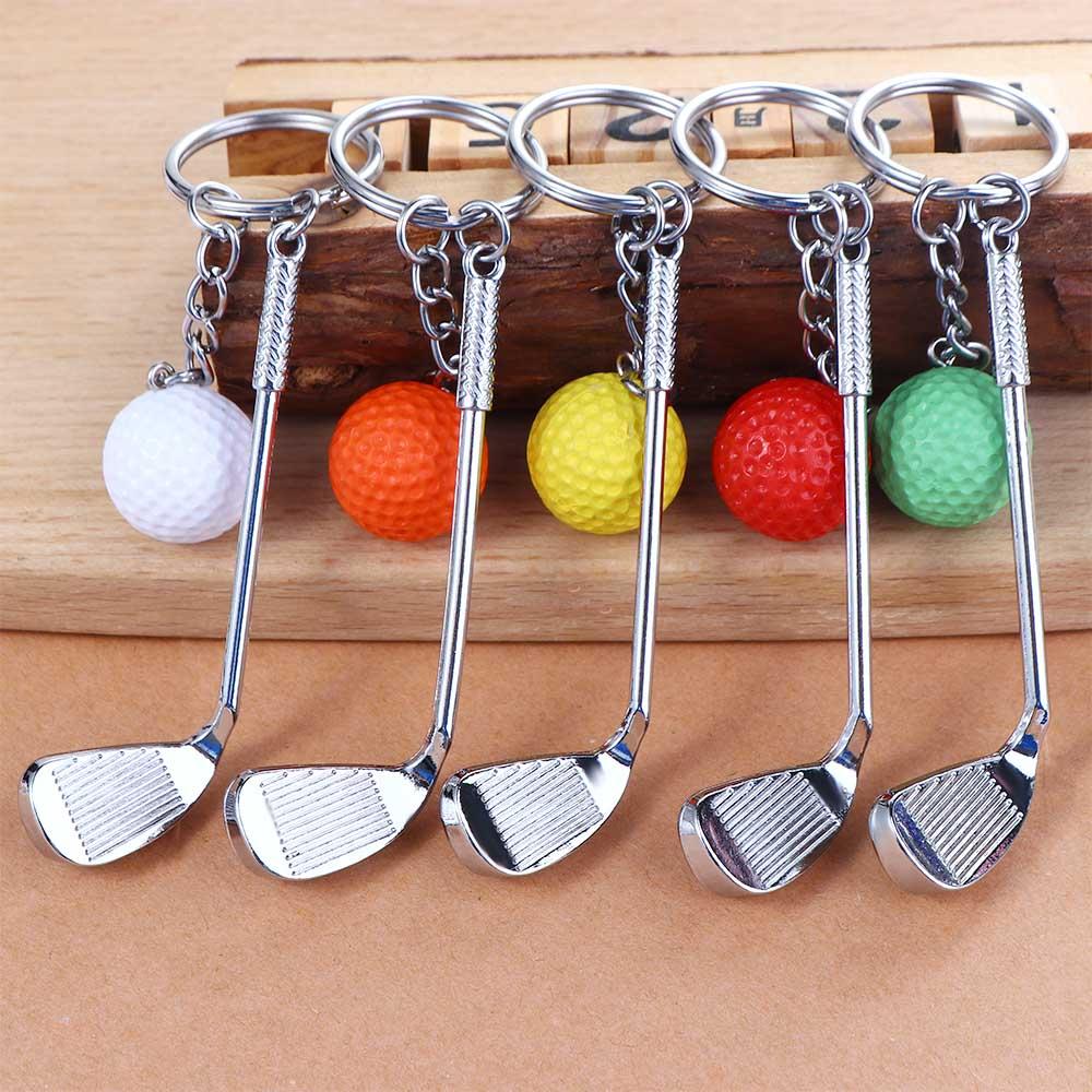 Key Chain Bag Charms Souvenir Ball Metal Keychain Mini Golf Racket Ball Pendant Golf Ball Key Chain