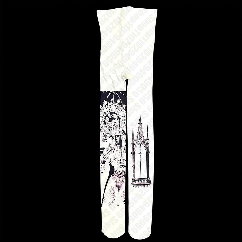 Punk 2000S Pattern Tights Women White Scolopendra Centipede Socks Woman Thin Transparent Medias Jk Internet Celebrity Y2K Stocks