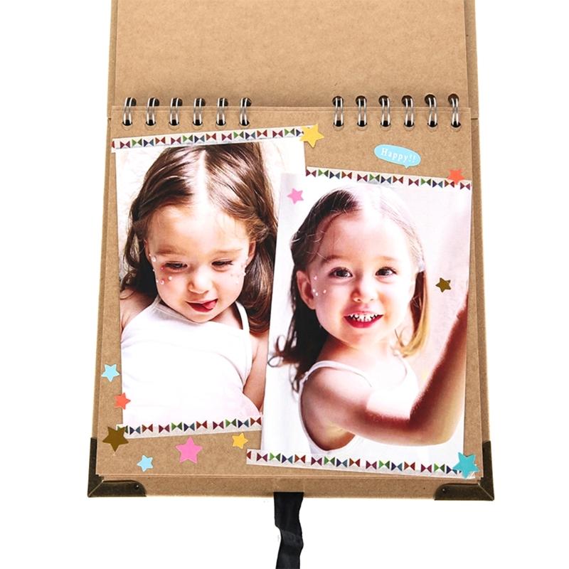 60 Pages Photo Album Kraft Paper Memory Photograph Book Supplies for Children Girl Boys Birthday Holiday Festival