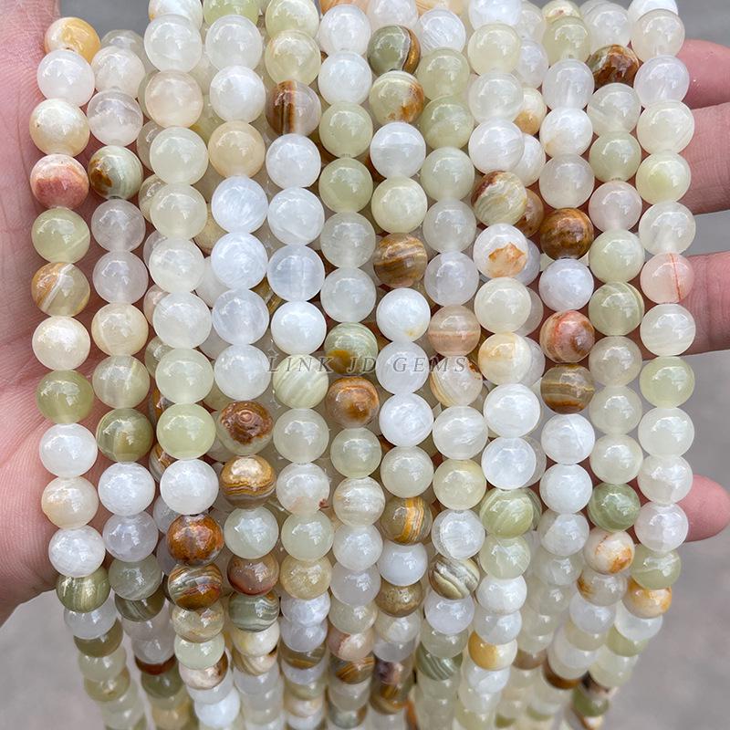 Jinde Jewelry Flower Green Jade Round Beads - Handmade DIY Accessories Embellishments
