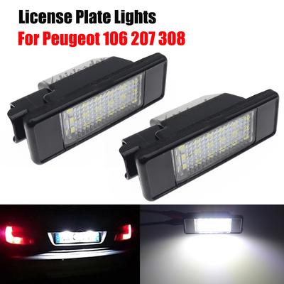 2x Araba Arka 18 LED SMD Plaka Lambası 6000K Peugeot 106 207 308 406 607 Citroen C3 C4 C5 C6 C8