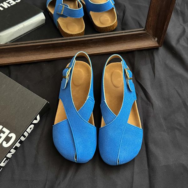 

Fashion Cross 2025 Sandals Nubuck Retro Woman Shoes Summer Heels New Original Girls Flat Gladiator Closed Scandals Rome 35