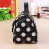 Portable Makeup Bag Polka Dot Pattern Korean Style Cosmetic Storage Bag Flip Design Large Capacity Travel Toiletry Bag