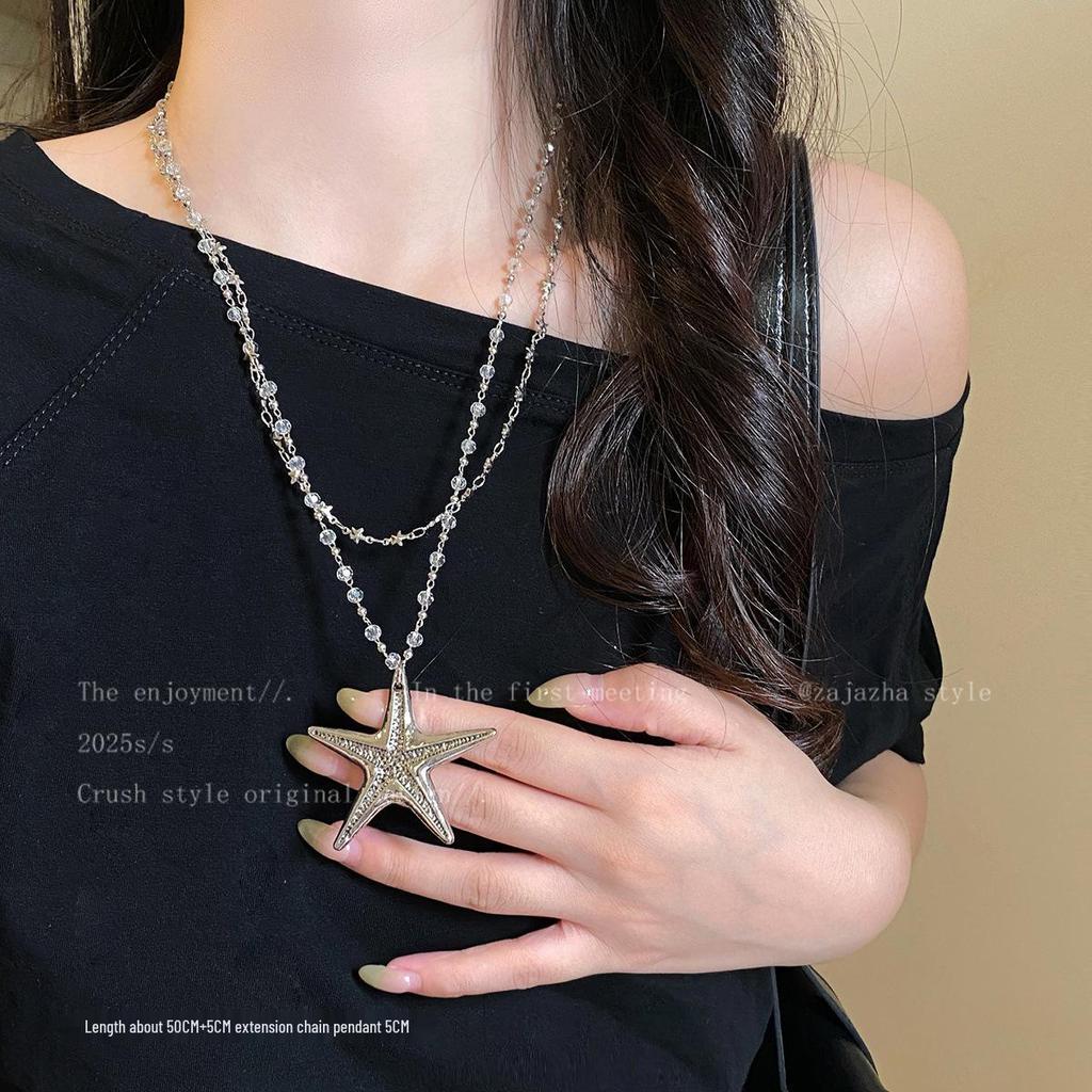 Starfish Layered Pendant Necklace - Seaside Style for Women