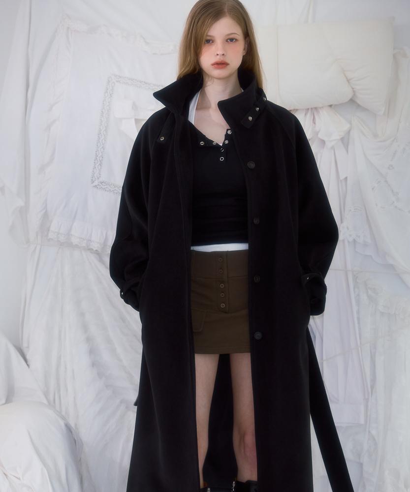 Rosefranz Half-Neck Overfit Long Coat [Black]