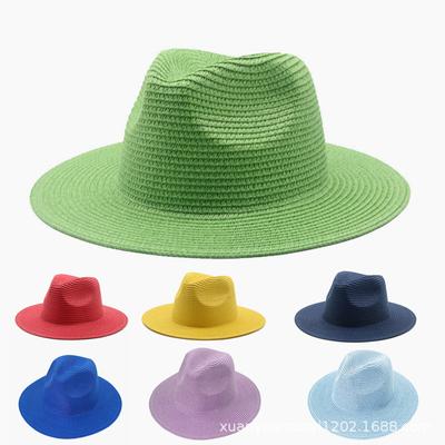 Panama Straw Hat Light Board Paper Woven Straw Top Hat Beach Outdoor Sun Protection Hat Big Edge Sun Hat Men and Women Couple Hat