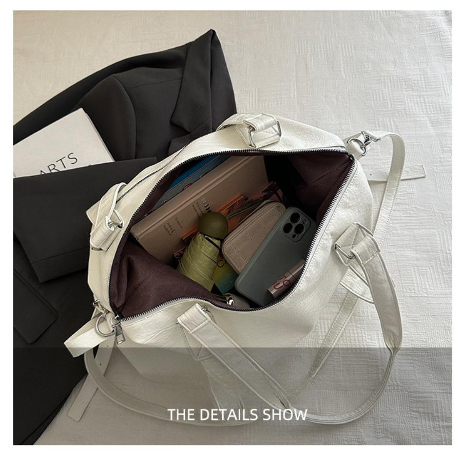 Spacious Faux Leather Tote Bag Zipper Closure Shoulder Handbag for Women