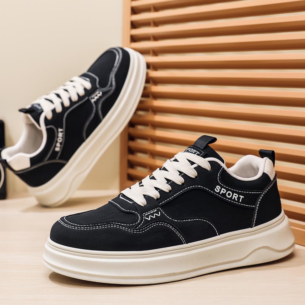 Men Thick Sole Casual Sneakers Korean Style Walking Board Shoes Comfortable Street Travel Daily Footwear Sizes 39-44