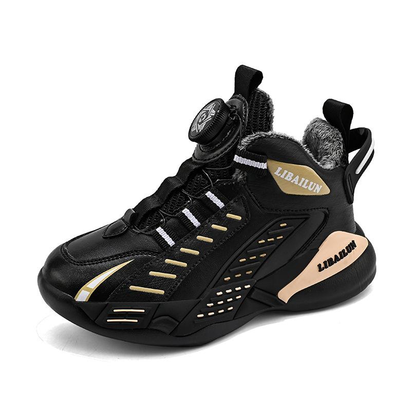 Children's basketball special sneakers 2025 winter velvet boys' sports medium and older children's professional basketball shoes winter