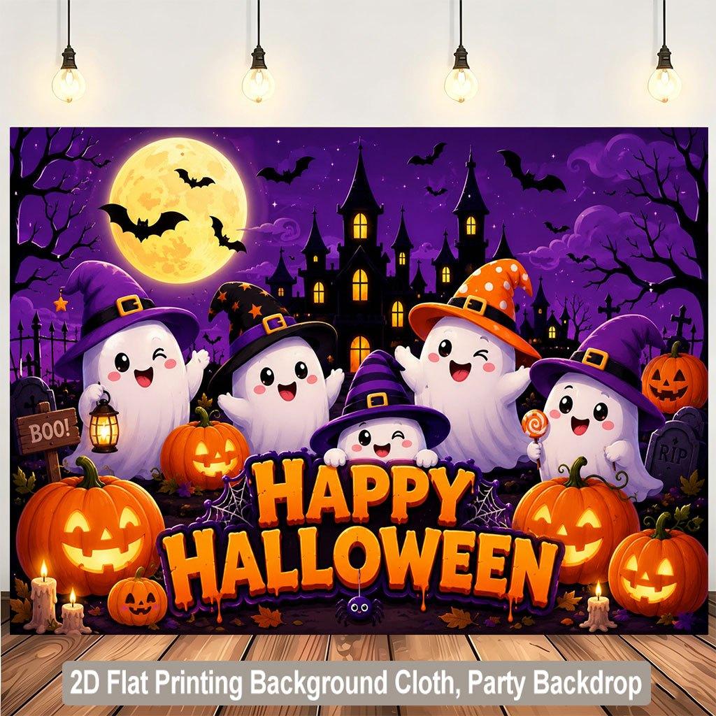One printed background banner Halloween ghost and pumpkin background fabric party decoration and home decoration