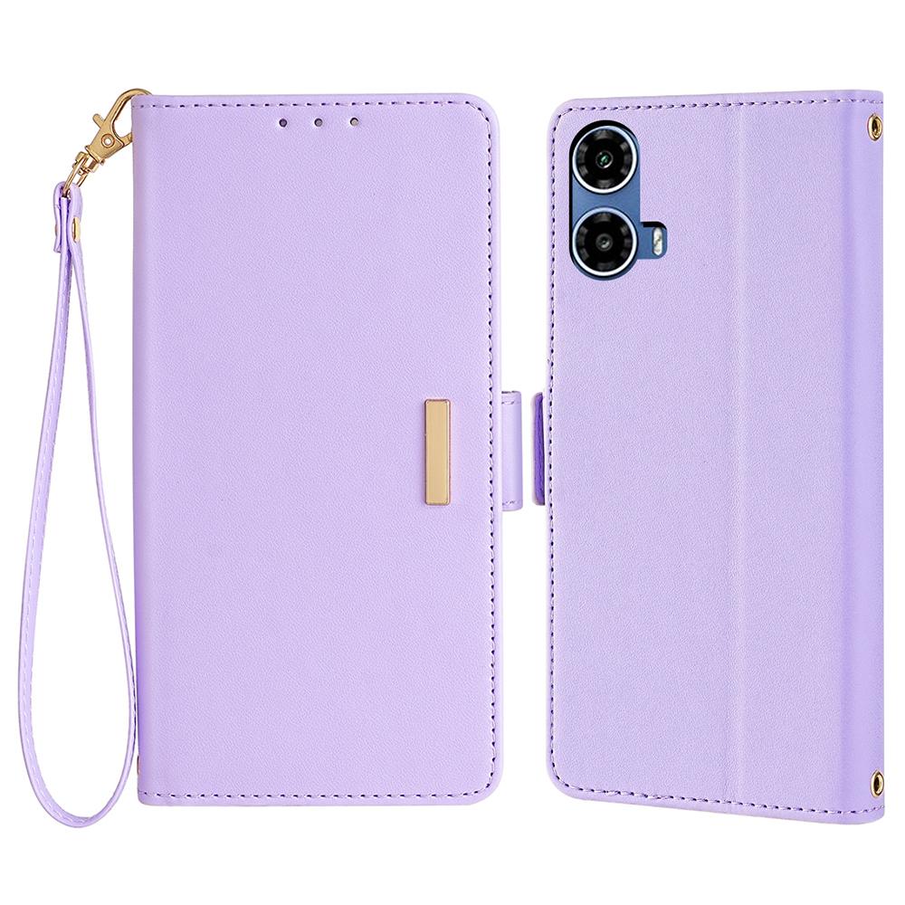 For Motorola Moto G34 5G Leather Wallet Case RFID Blocking Stand Cover with Hand Strap