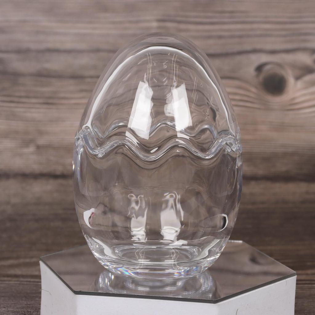 Glass Containers 12 12cm tall x in Includes Suitable as trinket or dessert Stylish egg Egg-shaped (Medium) - pieces, 8.4cm diameter. lids. boxes,
