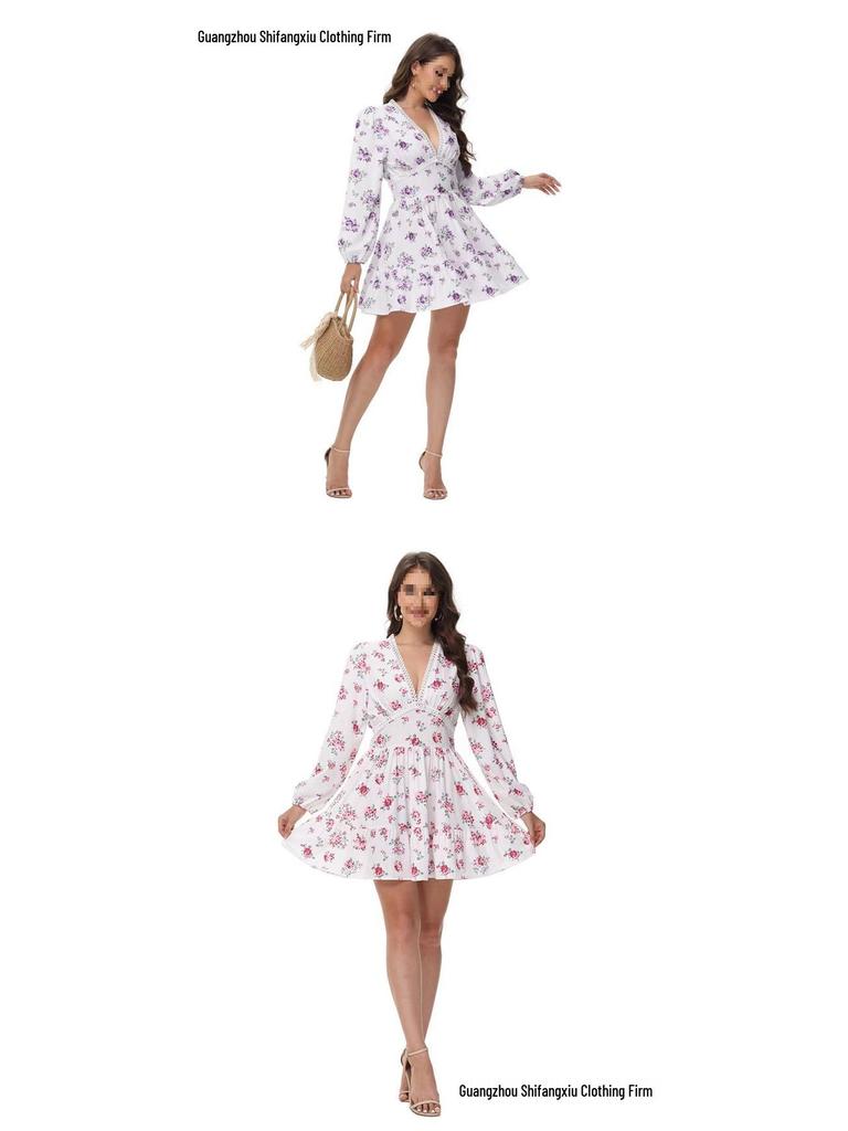Short Lace Print Dress
