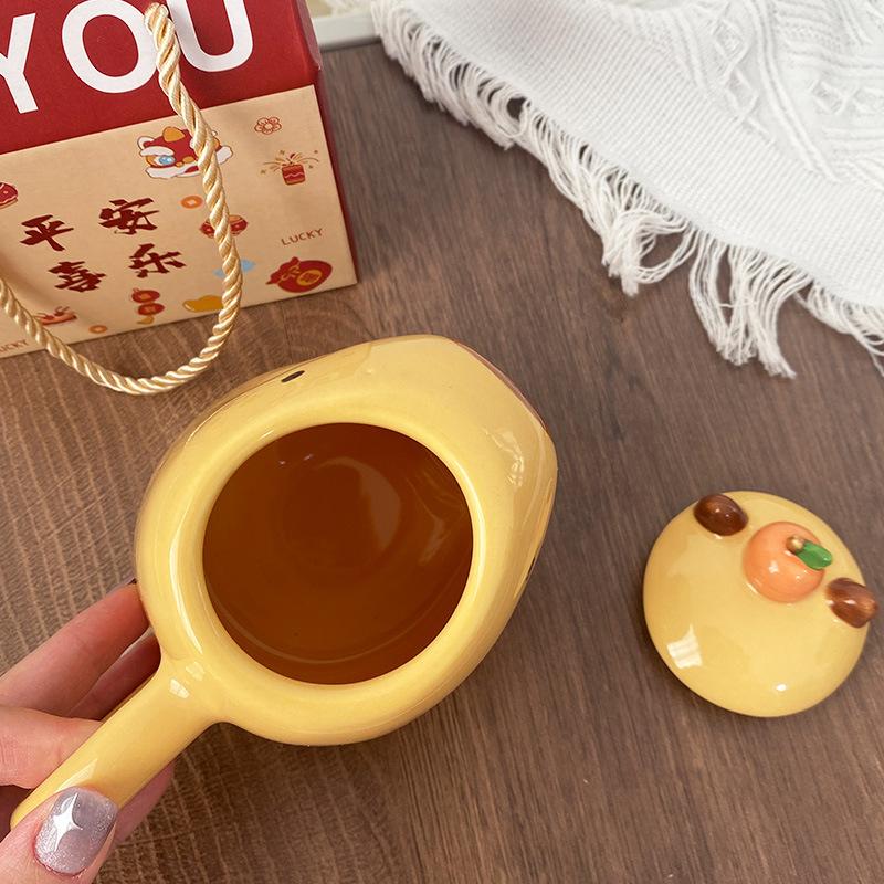 Capybara Tasse kreative Kindertasse Wasserbecher mit Deckel Haushalt Keramiktasse lustige Capybara Tasse