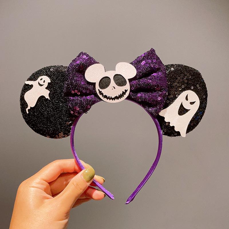 Quirky Pumpkin Bow Mesh Headband for Kids - Halloween Skull Witch Hair Accessory