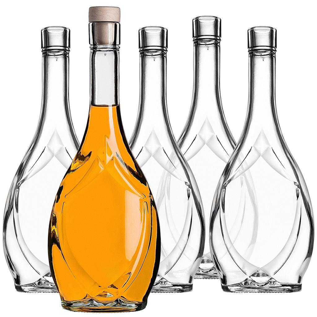 KADAX Glass Bottle for Liqueur 500ml with Synthetic Cork 5pcs.